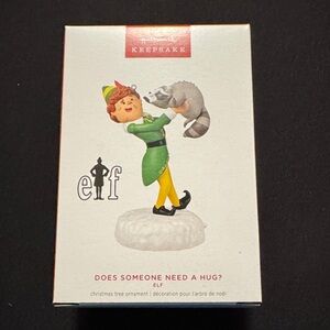 Elf with Raccoon Ornament, 2024 Hallmark Keepsake - Green and Gray (NWT)